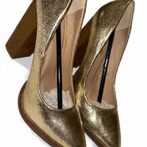Liliana Shimmering Gold Block Heels